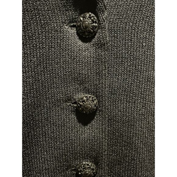 Vtg St John Santana Knit Black Jacket White Piping Crochet Hem Buttons Sz 2 - Picture 5 of 12